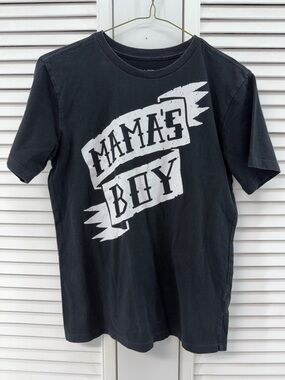 Children’s Place size 10/12 Black Tee with White "Mama's Boy" Graphic